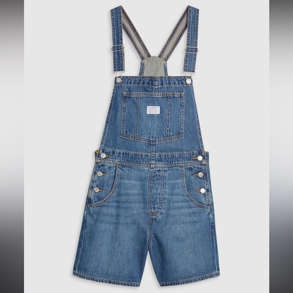 Levi’s Utility Lightweight Shortalls Overalls Denim - Picture 4 of 14